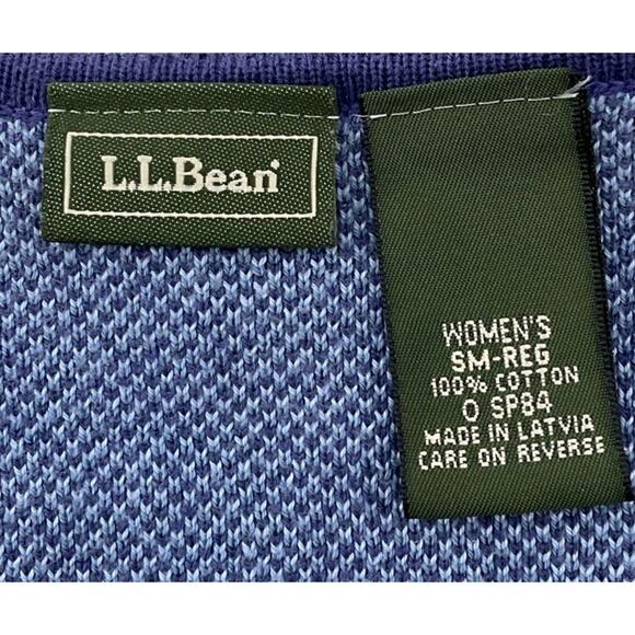 LL Bean Blue Knit Sweater Women’s Small Round Neck Long Sleeve Pullover Striped - Picture 5 of 11